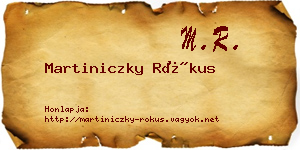 Martiniczky Rókus névjegykártya